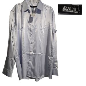 Shengshan Men’s satin gray dress shirt with crystal buttons New with tags